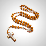 Natural Wood Handmade Rosary With Saint Benedict Cross