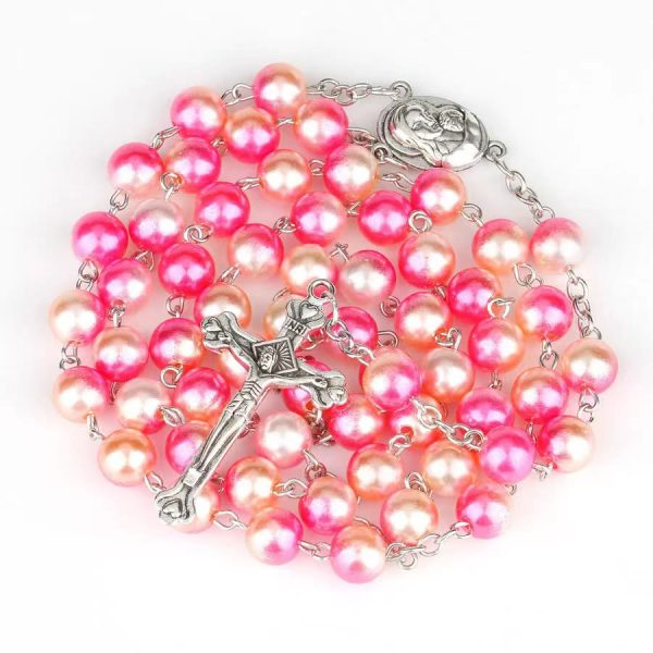 Two-color Pearl Crucifix Rosary