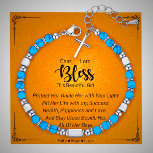 Turquoise Cross Healing Bead String Bracelet