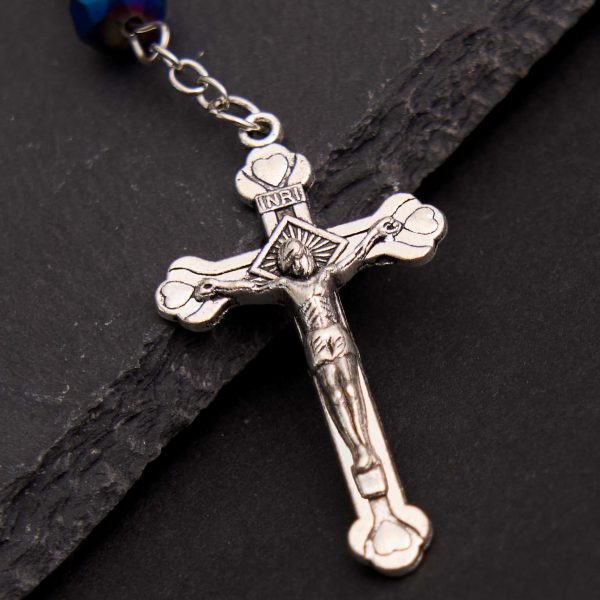 Blue Crystal Gemstone Virgin Mary Bracelet Rosary