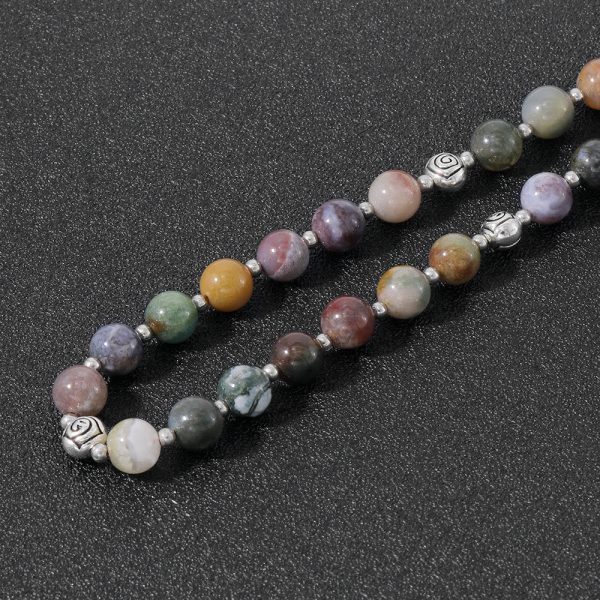 Miraculous Medal & Crucifix of 8 mm Round Multicolor Stone Nylon Cord Rosary