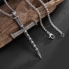 Christianartworkshop Titanium Steel Skull Nail Cross Pendant Necklace