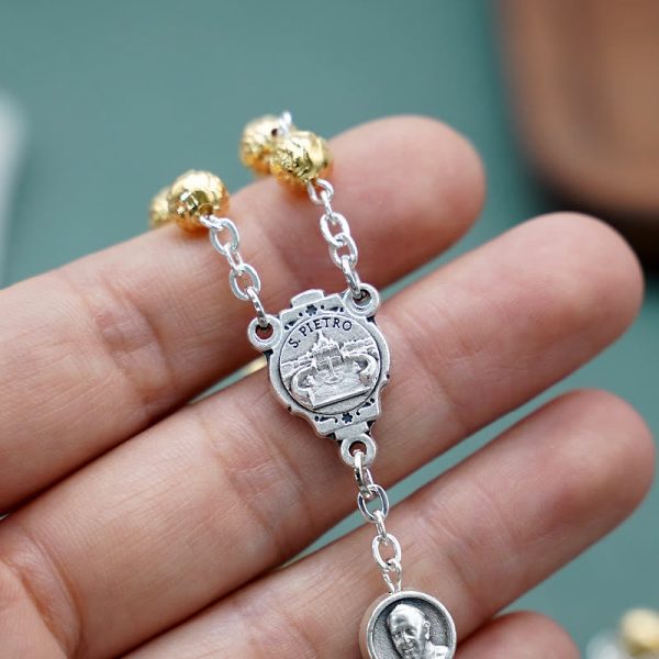 Handmade Alloy Gold Prayer Beads with Jesus Shepherd Crucifix Rosary