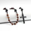 Christianartworkshop Agate/Tiger's Eye Stone Cross Catholic Rosary