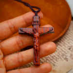 Jesus Crucifix Wooden Necklace
