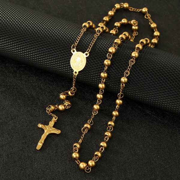 Stainless Steel Beads St. Benedict Crucifix Rosary