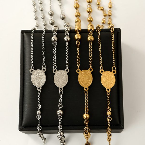 Stainless Steel Beads St. Benedict Crucifix Rosary