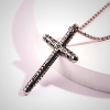 Floral Engraved Cross Colorful Pendant Necklace
