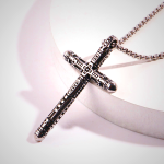 Floral Engraved Cross Colorful Pendant Necklace