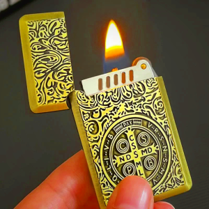 Carved St. Benedict Cross Medallion Solid Metal Cigarette Lighter