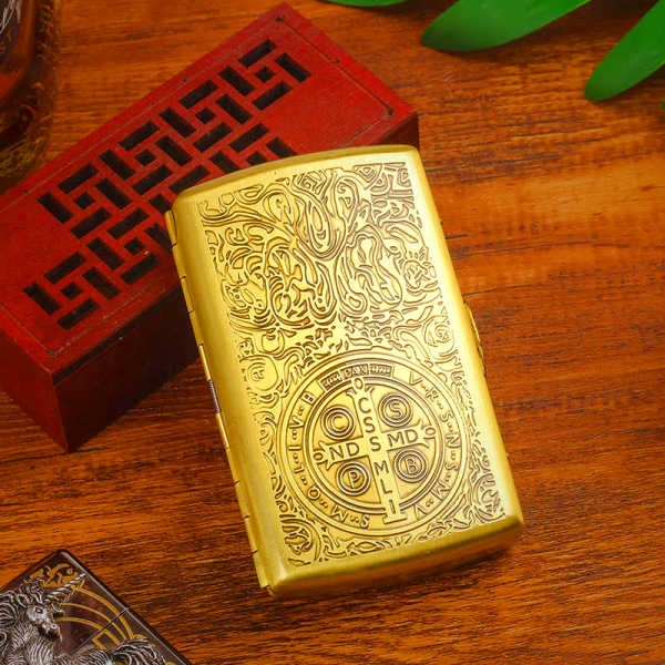 St. Benedict Cross Medallion Metal Cigarette Case