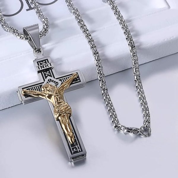 Crafted Jesus Crucifix Titanium Necklace