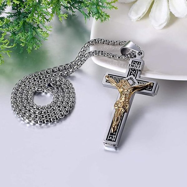 Crafted Jesus Crucifix Titanium Necklace