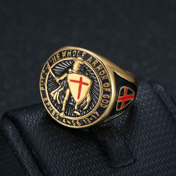 Christianartworkshop Knight's Armor Shield Protection Titanium Ring