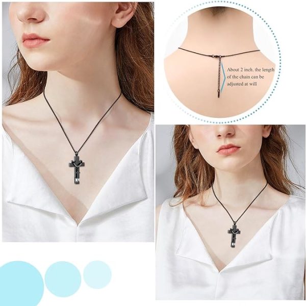 Christianartworkshop 12 Months Birthstone Double Cross Ashes Urn Pendant Necklace