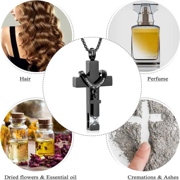 Christianartworkshop 12 Months Birthstone Double Cross Ashes Urn Pendant Necklace