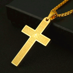 Stainless Steel Lord's Prayer Pendant Cross Necklace