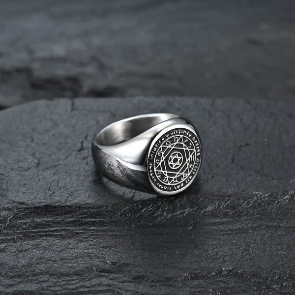 Talisman Seal of Solomon Six-Pointed Star Constellation Rings Stainless Steel Band