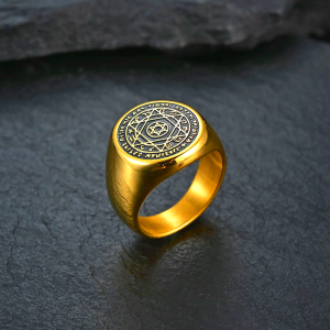 Talisman Seal of Solomon Six-Pointed Star Constellation Rings Stainless Steel Band