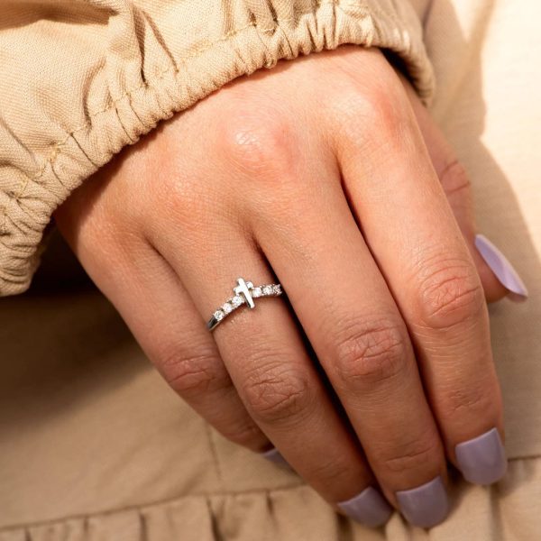 Christianartworkshop Minimalist Jesus Cross Zirconia Ring