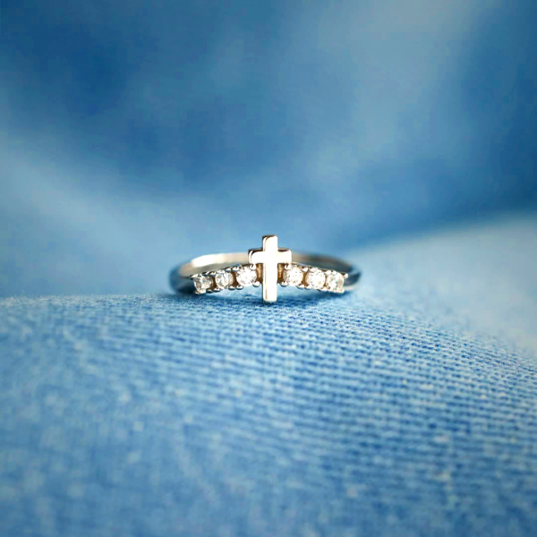 Minimalist Jesus Cross Zirconia Ring