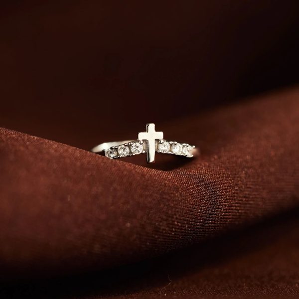 Christianartworkshop Minimalist Jesus Cross Zirconia Ring