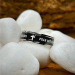 Titanium Black/Gold Cross Step Edges Rotating Ring