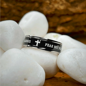 Titanium Black/Gold Cross Step Edges Rotating Ring