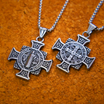 Saint Benedict Protection Medal Cross Pendant Necklace