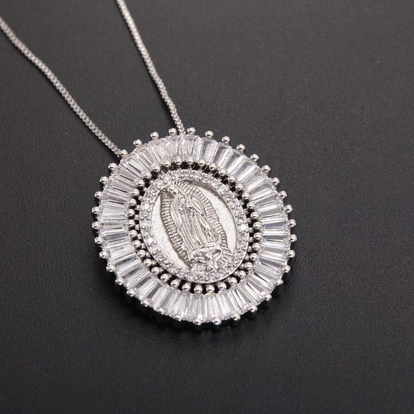 Christianartworkshop Our Lady of Guadalupe Zirconia Amulet Pendant Necklace