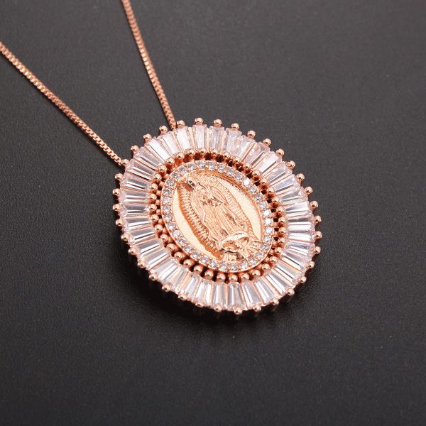 Christianartworkshop Our Lady of Guadalupe Zirconia Amulet Pendant Necklace