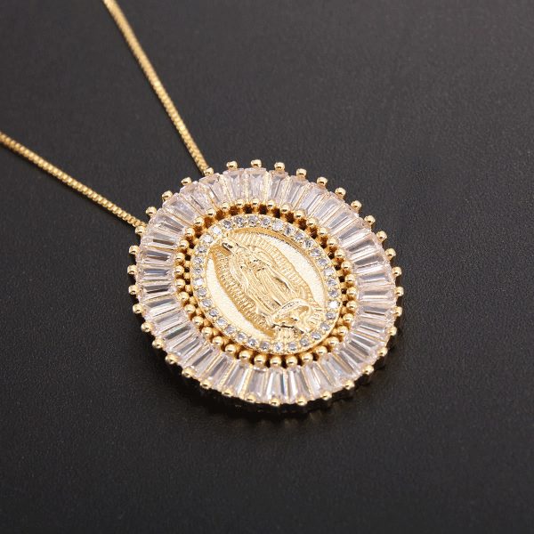 Christianartworkshop Our Lady of Guadalupe Zirconia Amulet Pendant Necklace