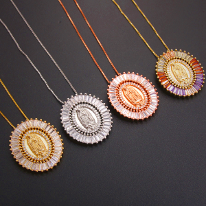 Our Lady of Guadalupe Zirconia Amulet Pendant Necklace