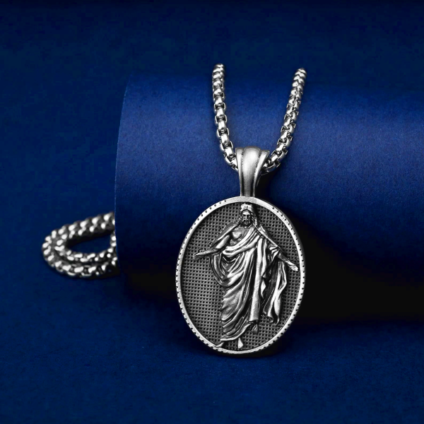 Jesus Medallion Pendant Blessing Necklace