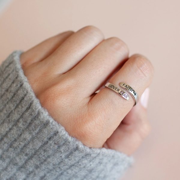 Christianartworkshop Faith-Over Fear: Minimalist Christ Bible Ring