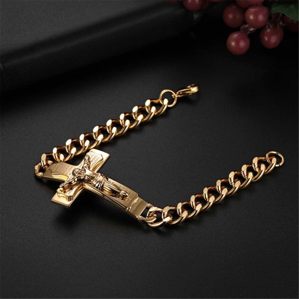 Christianartworkshop Solid Jesus Cross Bible Verse Crucifix Prayer Bangle Bracelet