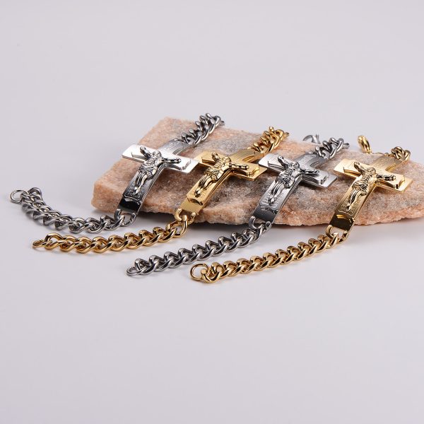 Christianartworkshop Solid Jesus Cross Bible Verse Crucifix Prayer Bangle Bracelet