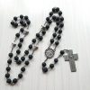 Vintage Cross Pendant Volcanic Stone Beads Rosary