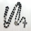 Vintage Cross Pendant Volcanic Stone Beads Rosary