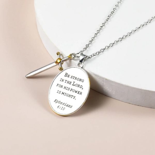 Christianartworkshop Two Tone Sword & Oval Shield St. Michael Pendant Necklace