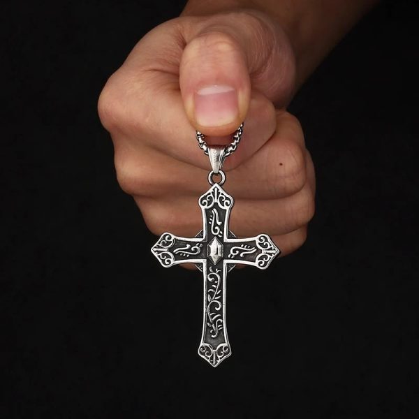 Christianartworkshop Retro Titanium Virgin Mary Cross Pendant Necklace