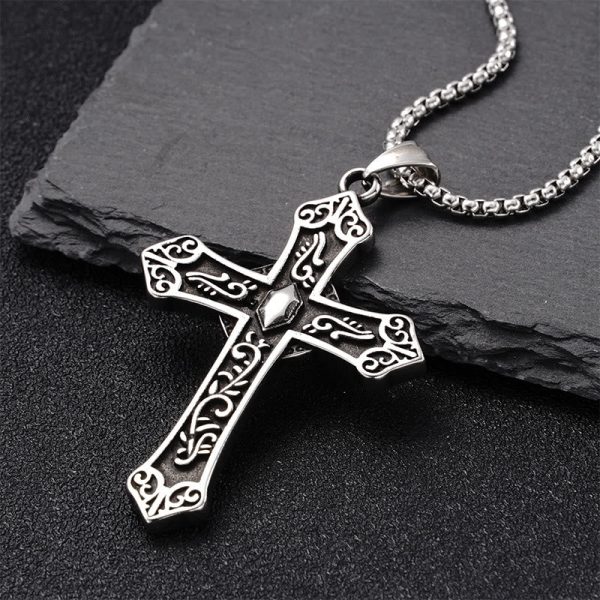 Christianartworkshop Retro Titanium Virgin Mary Cross Pendant Necklace