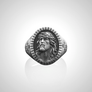 Vintage Christ Jesus Head Cross Blessing Ring