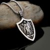 Christianartworkshop Archangel St. Michael Shield Amulet Titanium Necklace