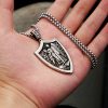 Christianartworkshop Archangel St. Michael Shield Amulet Titanium Necklace