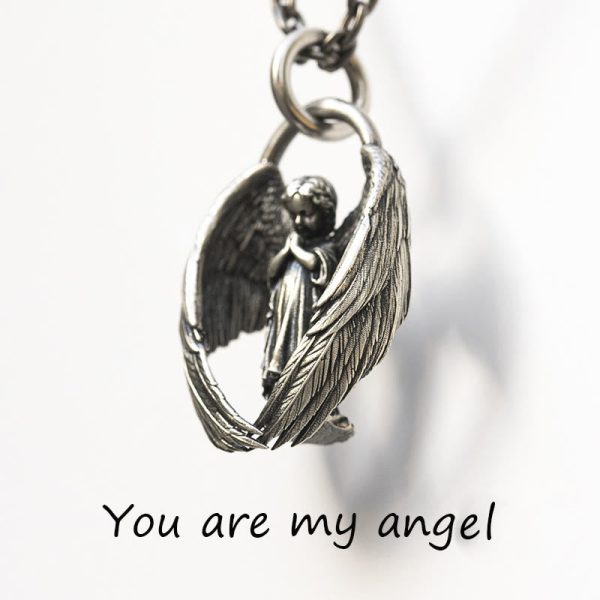 Christianartworkshop Blessing Praying Guardian Angel Wing Pendant Necklace