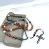 Hematite Cross Pendant Natural Stone Mix Christian Rosary