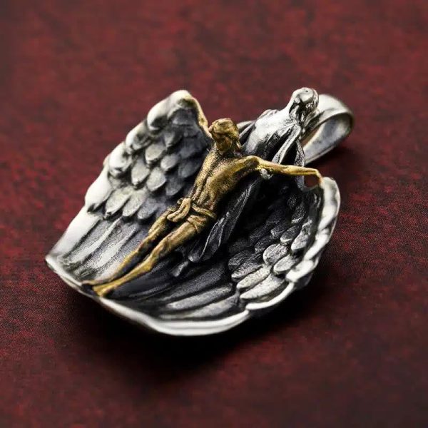 Christianartworkshop Holy Jesus Redeeming Angel Prayer Religious Necklace