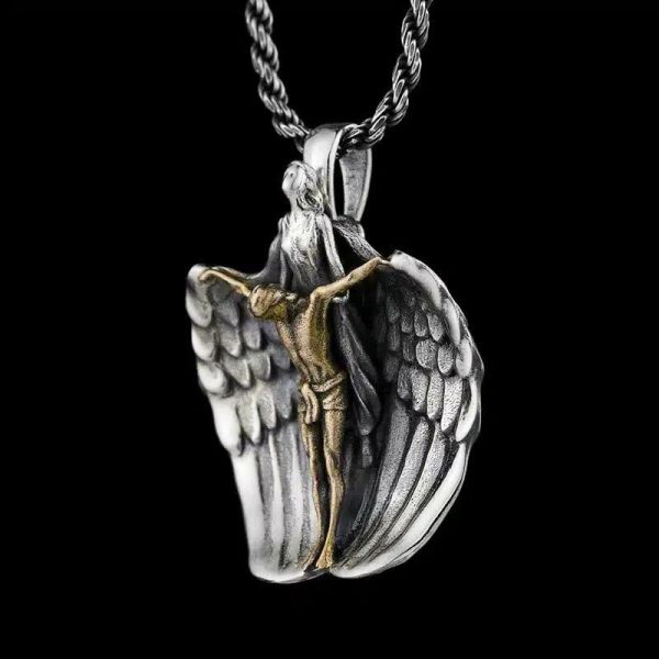 Christianartworkshop Holy Jesus Redeeming Angel Prayer Religious Necklace