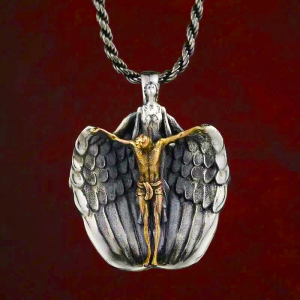 Holy Jesus Redeeming Angel Necklace - Christian Religious Jewelry